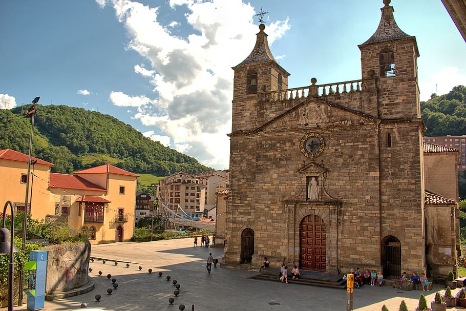 iglesia, paisaje, gente, asturias, españa, arquitectura, estructura construida, exterior del edificio, religión, edificio
