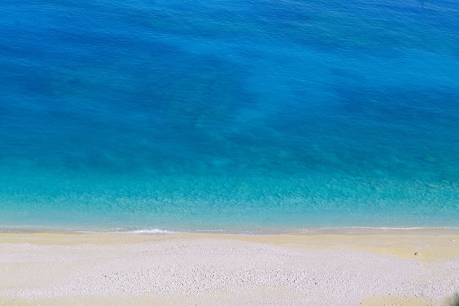 seashore, turquoise, beach, blue, myrtos, kefalonia, island, coastline, destination, greece
