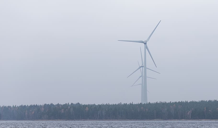 ветряные мельницы, возобновляемые источники энергии, мощность, небо, серый, альтернатива, энергия, окружающая среда, сельский, устойчивый