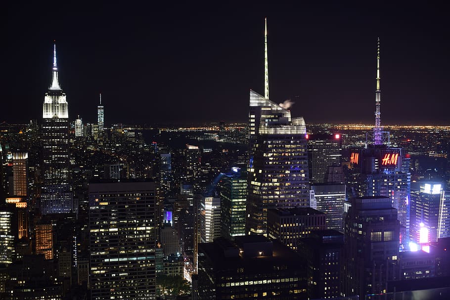 Night, Photograph, Skyscraper, night photograph, newyork, cityscape, urban Skyline, new York City, city, urban Scene