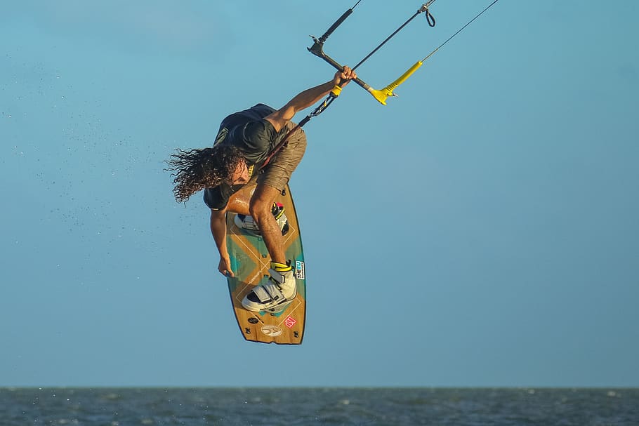 kitesurf, esporte, surf, vento, kitesurfer, praia, atlético, velocidade, verão, embarque