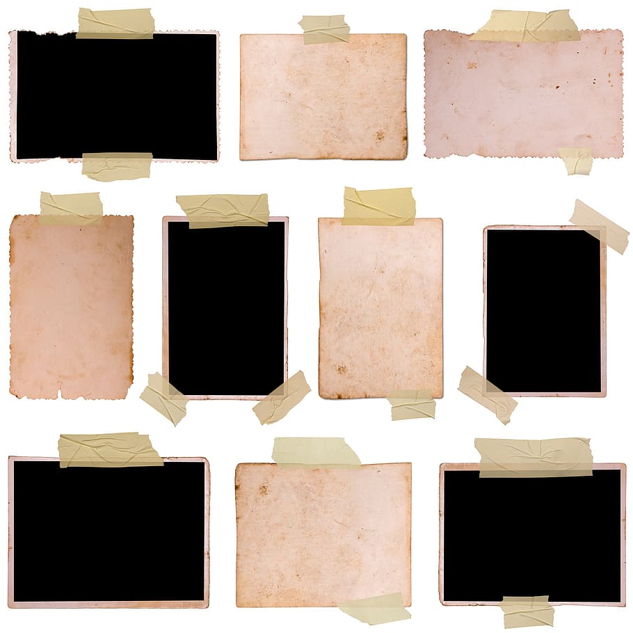 beige, negro, collage de papeles, desplazamiento, documento, marcos, papel, cinta, memo, antiguo