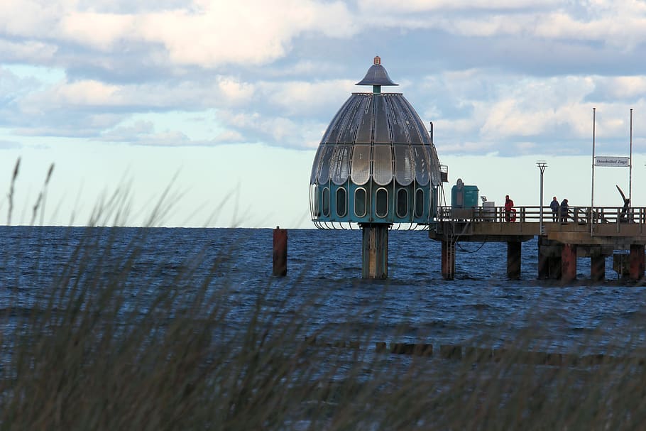 campana de buceo, mar báltico, puente marítimo, costa, mar, turismo, web, vista al mar, agua, viajes