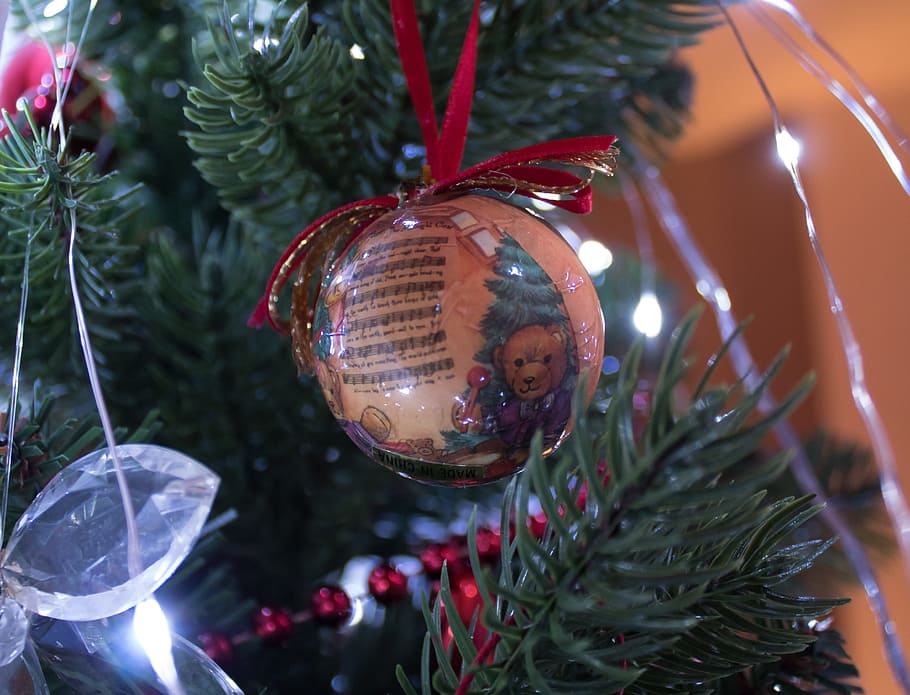 Navidad, invierno, celebración, brillante, pinus, abeto, árbol, árbol de navidad, esfera, pulsera