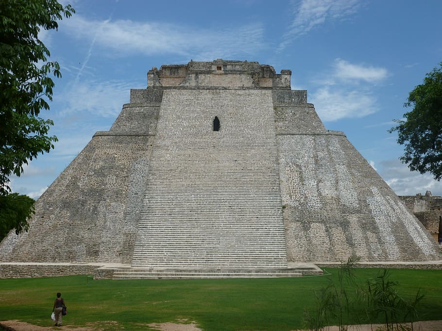 pirámide, méxico, pirámide maya, caminata, viaje, edificio antiguo, arquitectura, cultura maya, yucatán, dom
