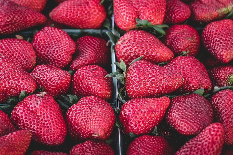 merah, stroberi, buah-buahan, makanan, sehat, pasar, makan sehat, bingkai penuh, buah, berry