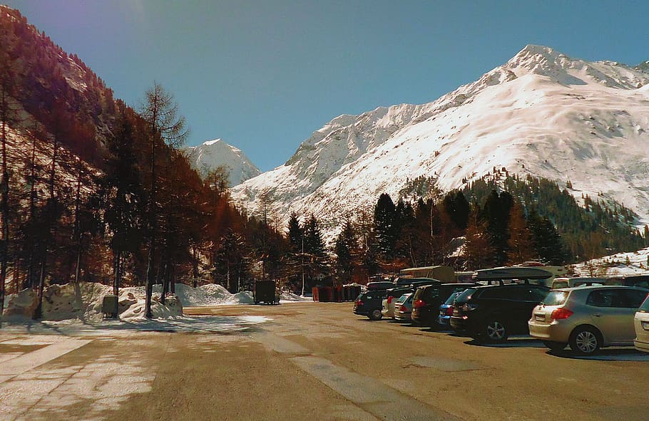 invierno, montañas, los Alpes, nieve, los picos nevados, arriba, paisaje, austria, blanco, la perspectiva de