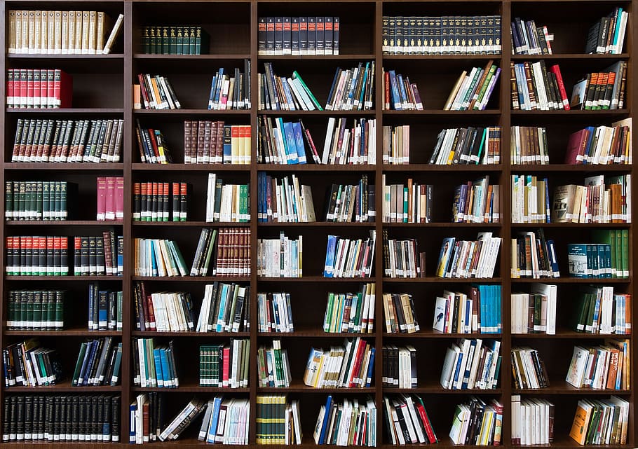 koleksi buku, coklat, kayu, rak buku, buku, koleksi, perpustakaan, pendidikan, sastra, baca