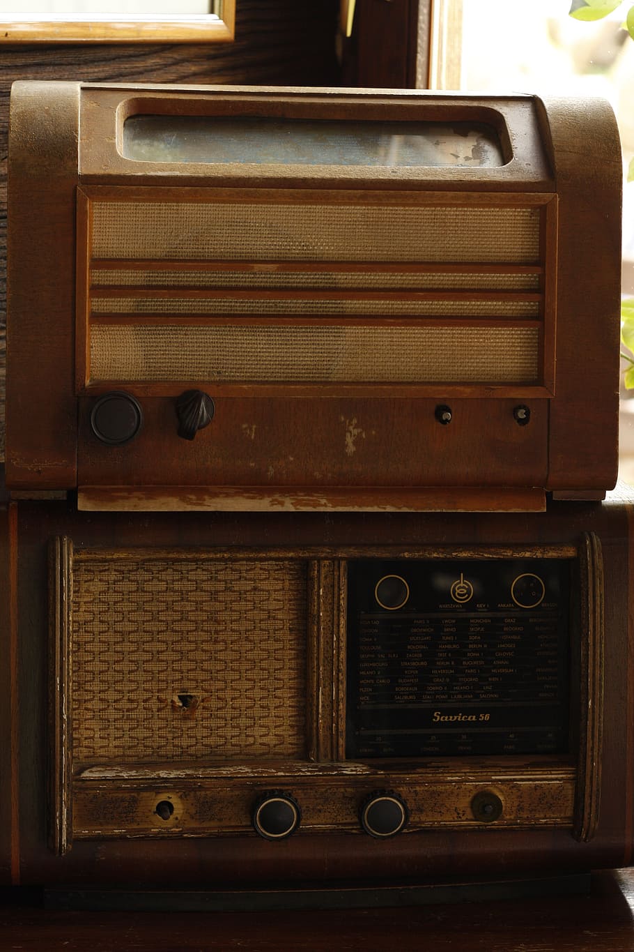 vintage, radio, tua, retro, peralatan, audio, musik, kuno, antik, kayu
