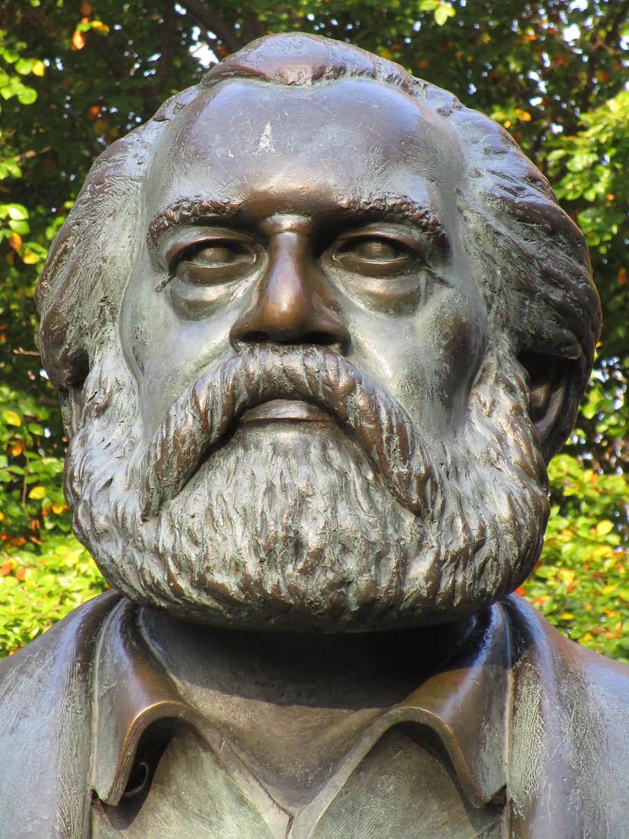 karl marx, stature, berlin, historically, capital, germany, copper, face, eye, nose