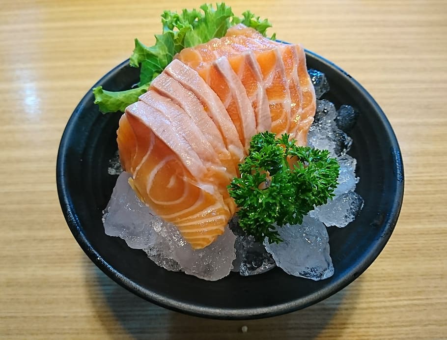 Salmon, Sashimi, Ikan, Makanan Jepang, makanan laut, makanan dan minuman, sushi, makanan, hidangan laut, kesegaran