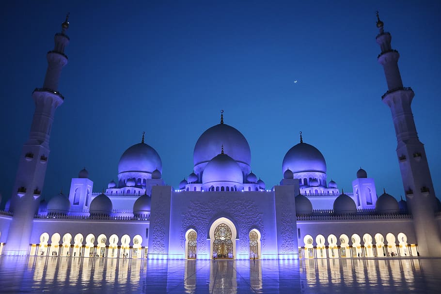 mesjid, Abu Dhabi, UEA, Arsitektur, Islam, mengorientasikan, perjalanan, agama, Arab, kubah