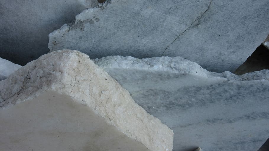 Marble, Slabs, Stone, Broken, fracture surface, rauh, edges, background, winter, snow