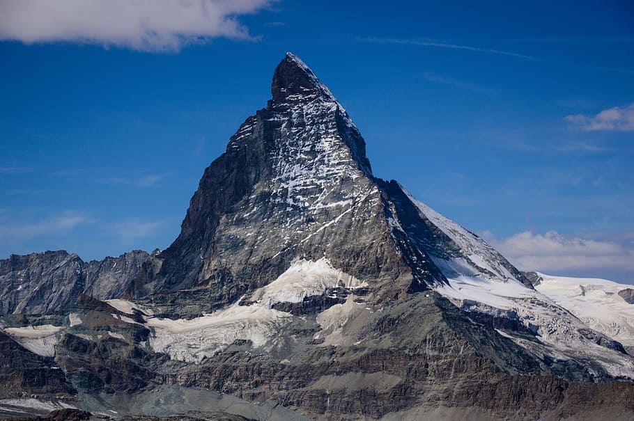 matterhorn, switzerland, alpine, zermatt, gletser, salju, Alpen swiss, pemandangan, valais, pegunungan