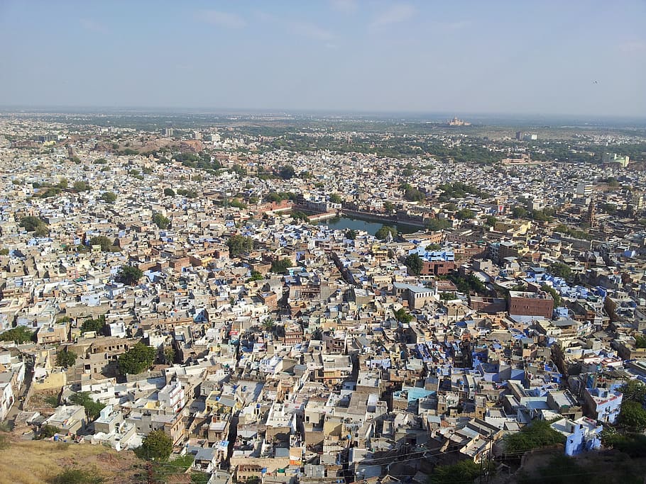 Jodhpur, Kota, India, Rajasthan, biru, bangunan, lanskap kota, arsitektur, tengara, pariwisata