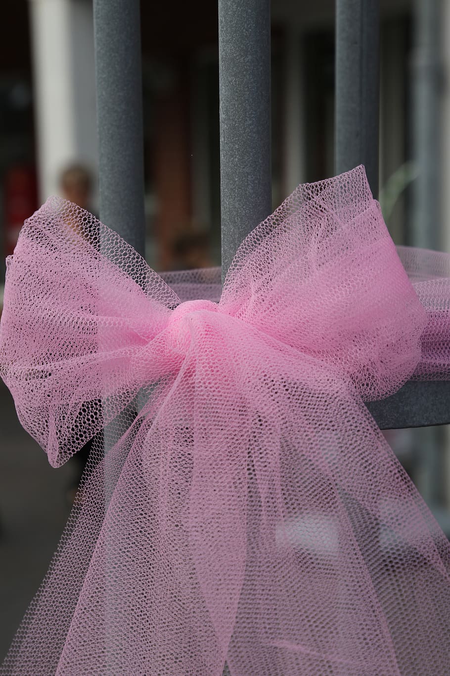 loop, veil, tulle, color, decoration, wedding decoration, ribbon, pink, fence, pink color