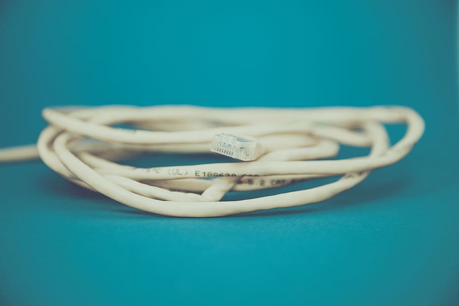 white, coated, ethernet cable, green, surface, wire, ethernet, cable, internet, technology