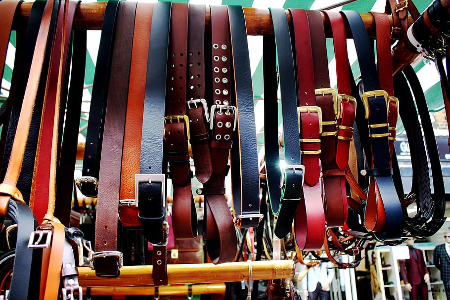 belts, leather, fashion, belt, style, buckle, clothing, machinery, in a row, hanging