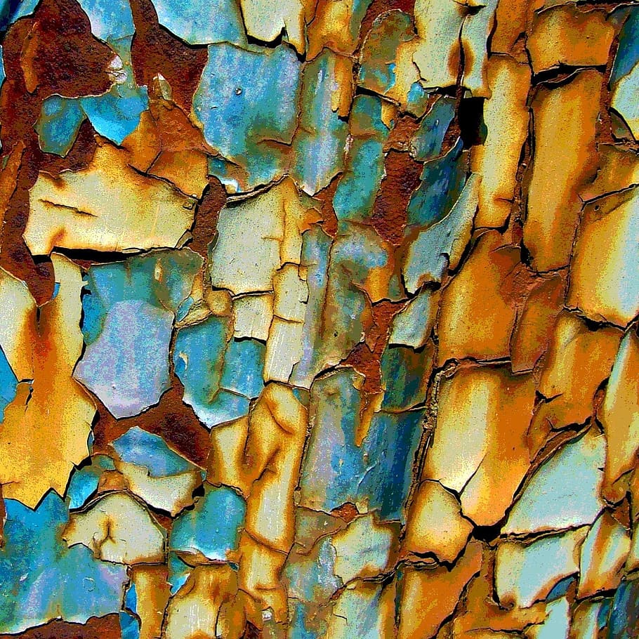 blue, brown, rusted, metal, rusty, paint, rust, old, weathered, paintwork