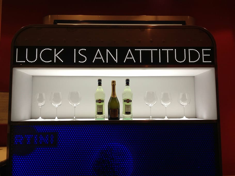 slogan, bar, advertisement, luck, attitude, positive, success, good, optimistic, think