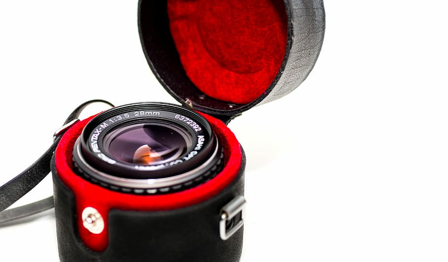 Lens, Case, Pentax, Camera, Analog, red, glass, photography, optical, container