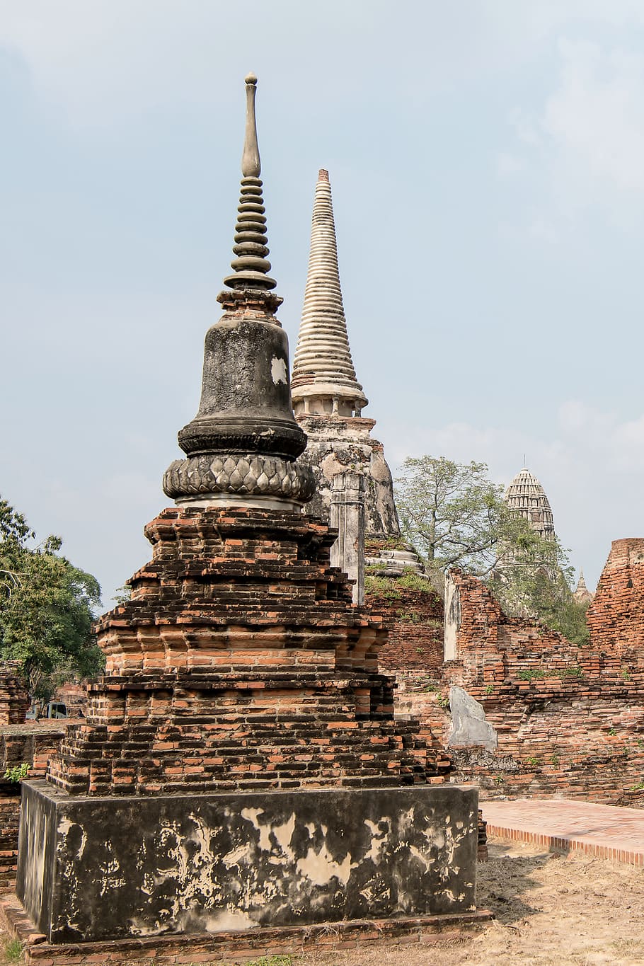 tailândia, ayutthaya, ruínas, história, templos antigos, religião, local de culto, estrutura construída, arquitetura, céu