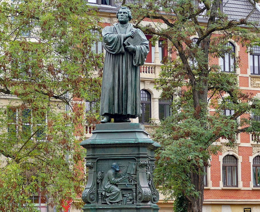 martin luther, monument, reformation, statue, church, protestant, figure, sculpture, martin-luther-still image, man