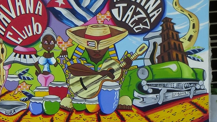 havana club painting, havana, cuba, cuban art, caribbean, hispanic, habana, tropical, colorful, culture