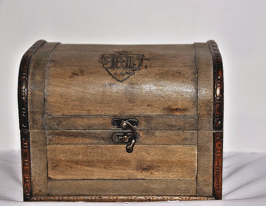 brown, wooden, storage chest, treasure chest, wood, chest, decoration, box, treasure, old