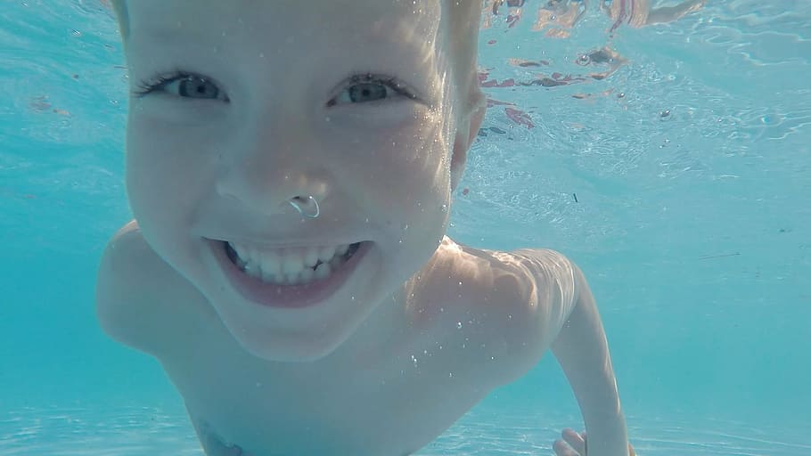 photo boy underwater, children, swim, dive, summer, pol, holiday, sweden, water, outdoor