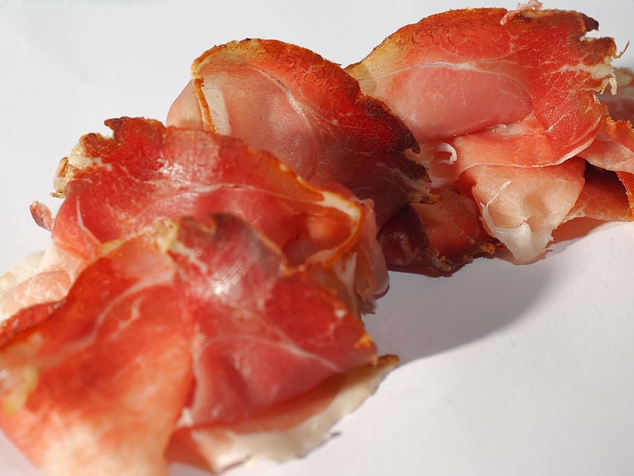 red bacons, Ham, Eat, Food, Delicious, Chunks, smoked, smoked ham, meat, starter