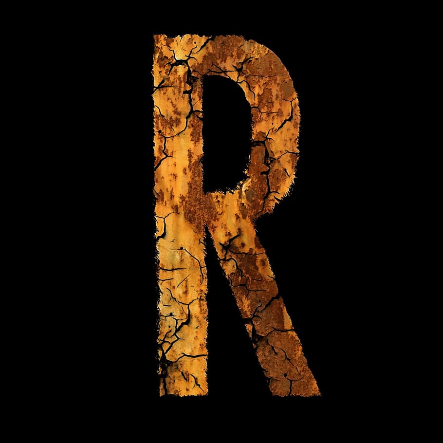 brown, letter r illustration, black, background, letter, stainless, font, module, r, nature