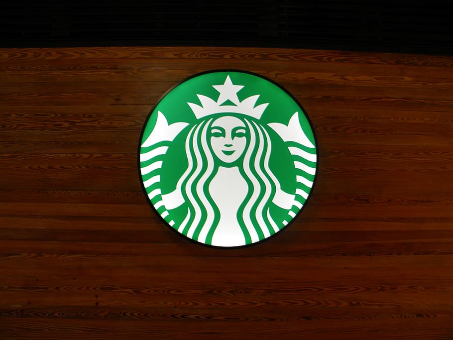 Starbucks, marca registrada, café, pasteles, logotipo, cafetería, bebidas, icono, etiqueta, logotipo de alimentos