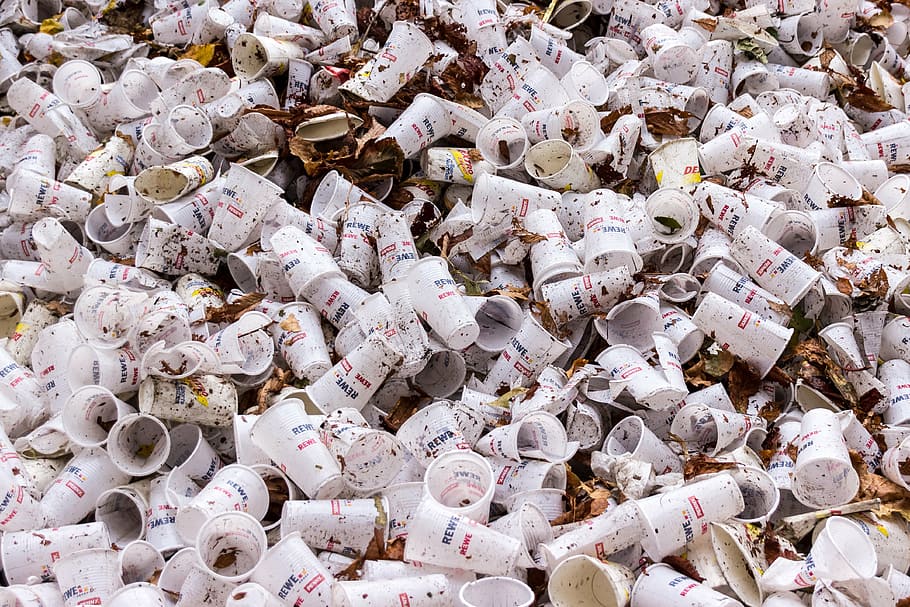 pile, white, plastic, disposable, cup photography, plastic cups, garbage, disposable cups, empty, beverages