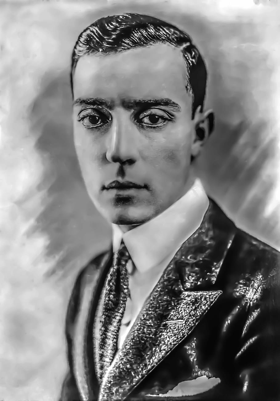 buster keaton - male, portrait, hollywood, director, producer, writer, stunt coordinator, actor, looking at camera, one person