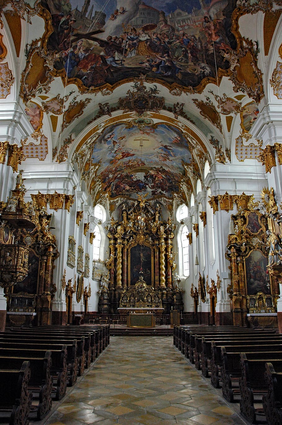 germany, bavaria, landsberg am lech, church of the holy cross, baroque rococo, architecture, landmark, belief, place of worship, built structure