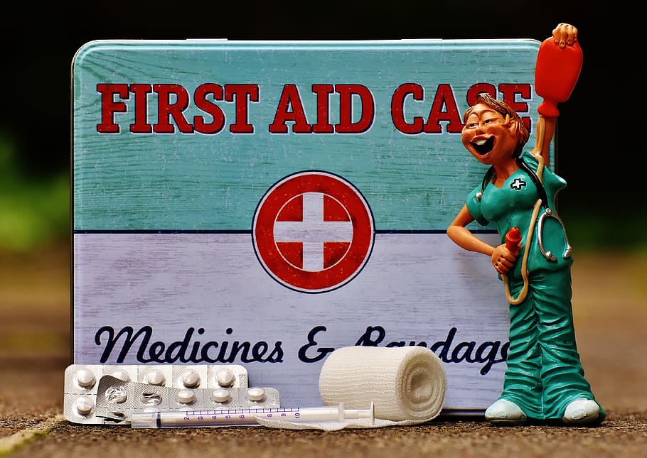 first aid, nurse, funny, box, tin can, sheet, color, metal cans, metal, emergency
