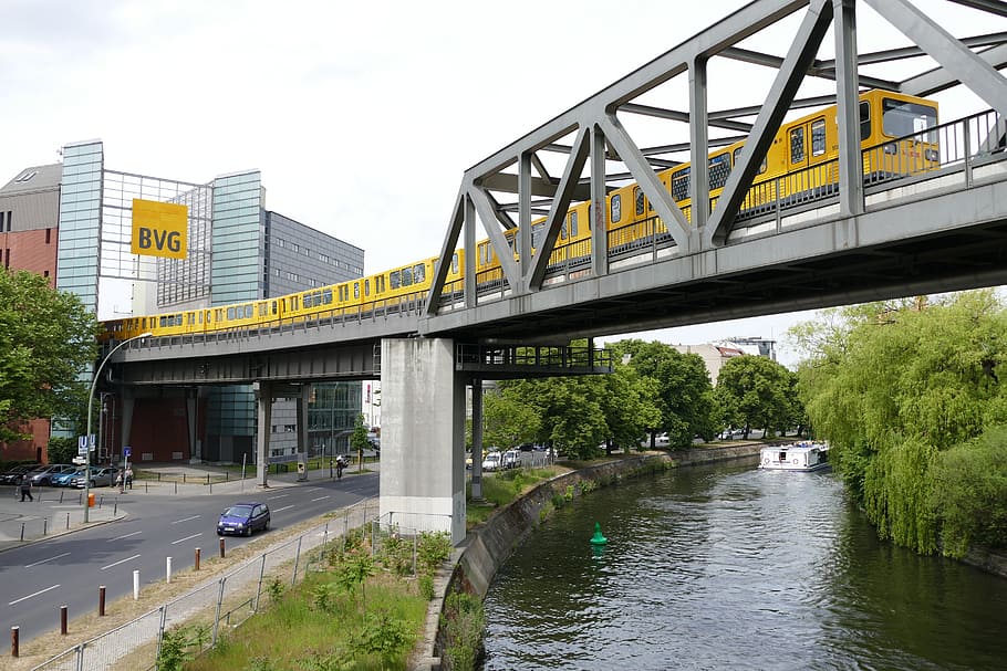 Berlim, kreuzberg, ubahn, transportes públicos, transporte, ponte, hochbahn, canal, ponte - estrutura feita pelo homem, rio