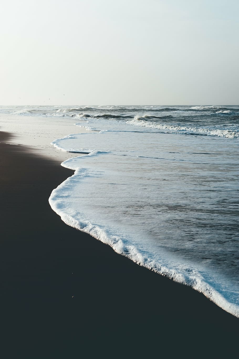 foto de beira-mar, mar, ondas, praia, lado, dia, oceano, água, natureza, horizonte