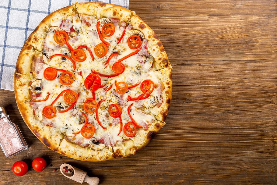 pizza, dinner, Fresh, food/Drink, food, pizzas, cheese, tomato, mozzarella, baked