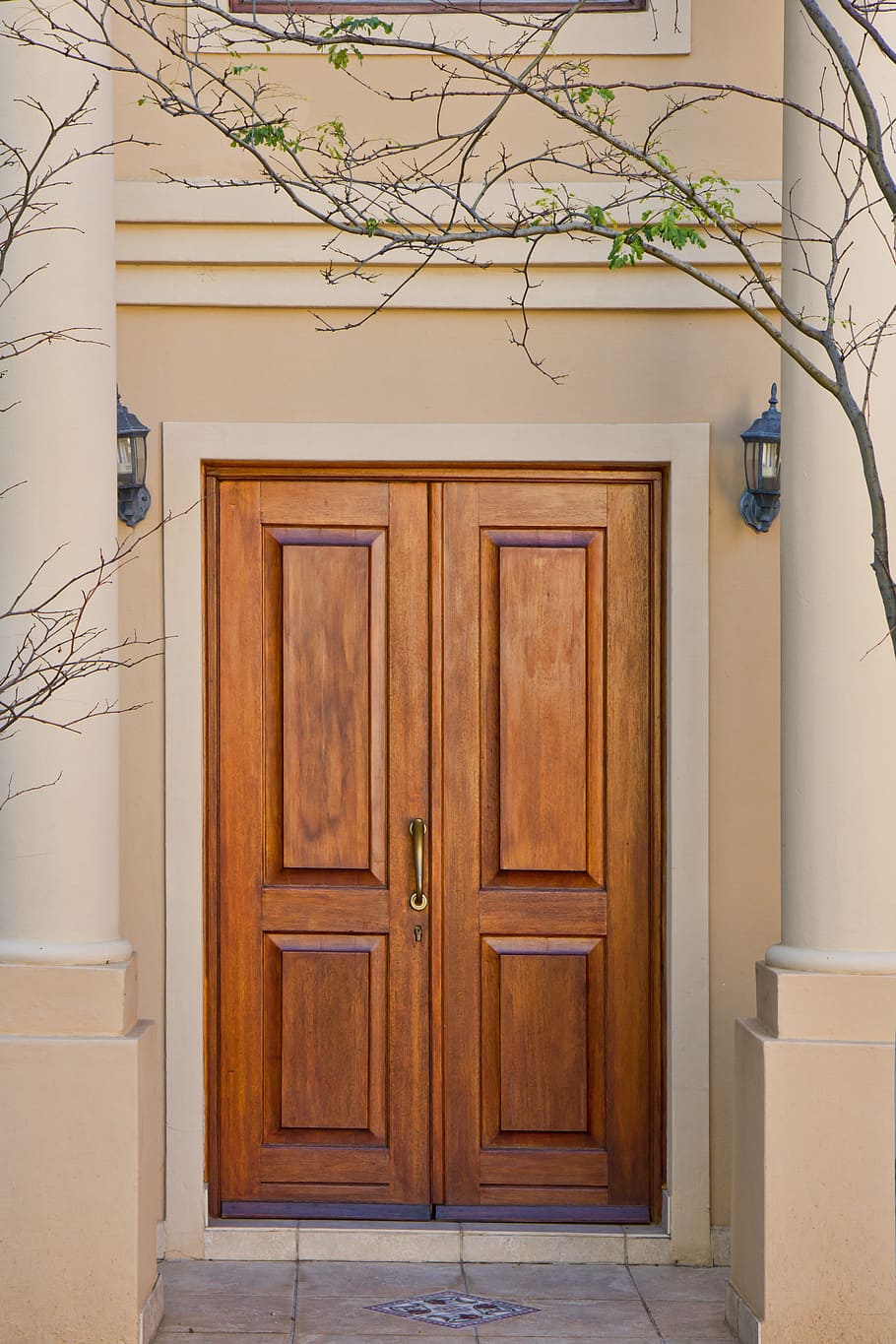 closed, brown, wooden, door, wood, real-estate, home, house, residential, entrance