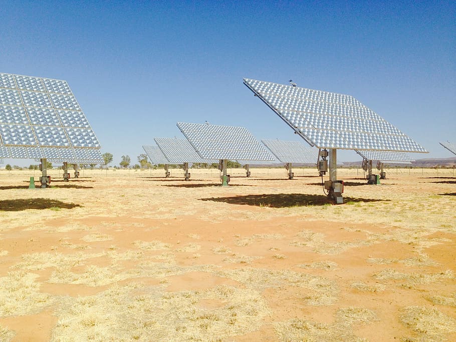 Energia solar, Austrália, Deserto, conservação ambiental, energia alternativa, céu claro, painel solar, campo, céu, meio ambiente