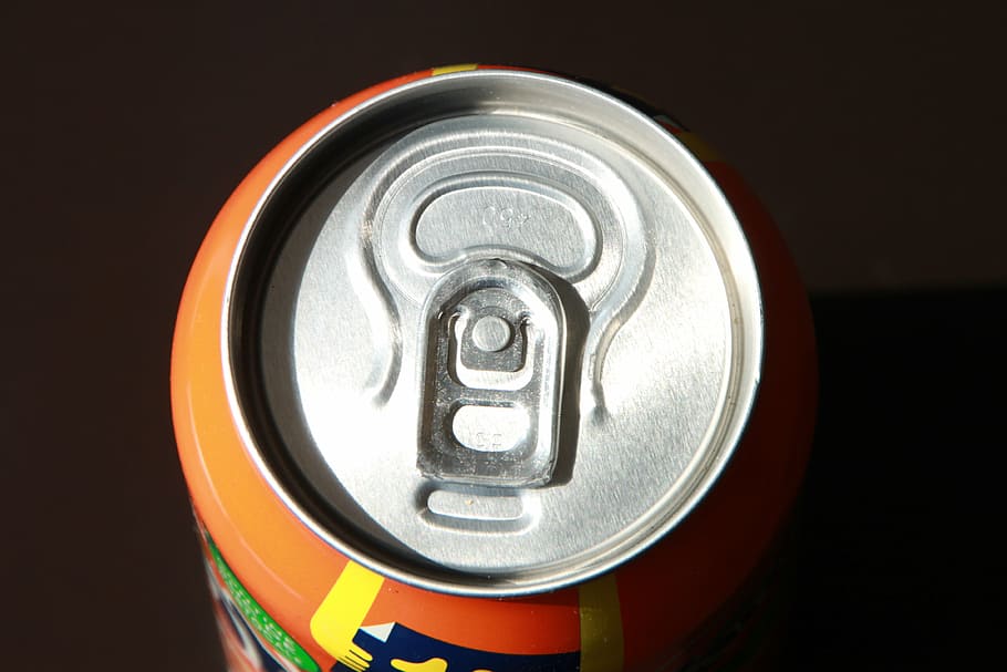 aluminum, can, coca-cola, cylinder, drink, fanta, orange, soda, editorial, food