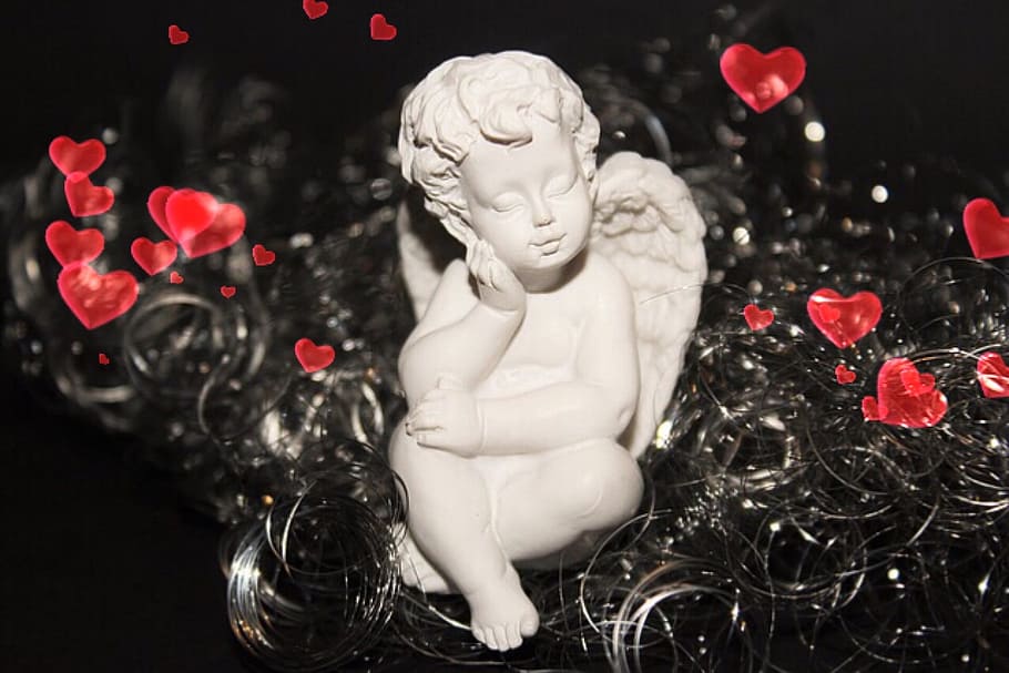 cherub figurine, love angel, love, angel, feelings, heart, symbolism, be in love, amor, representation