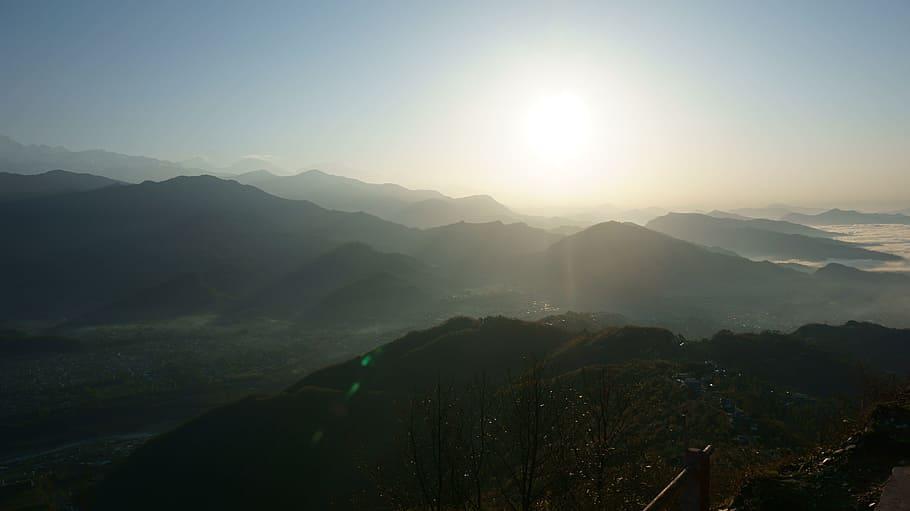 mountains during daytime, Sunrise, Mountain, Nature, sunrise, mountain, sky, sun, landscape, travel, sunlight