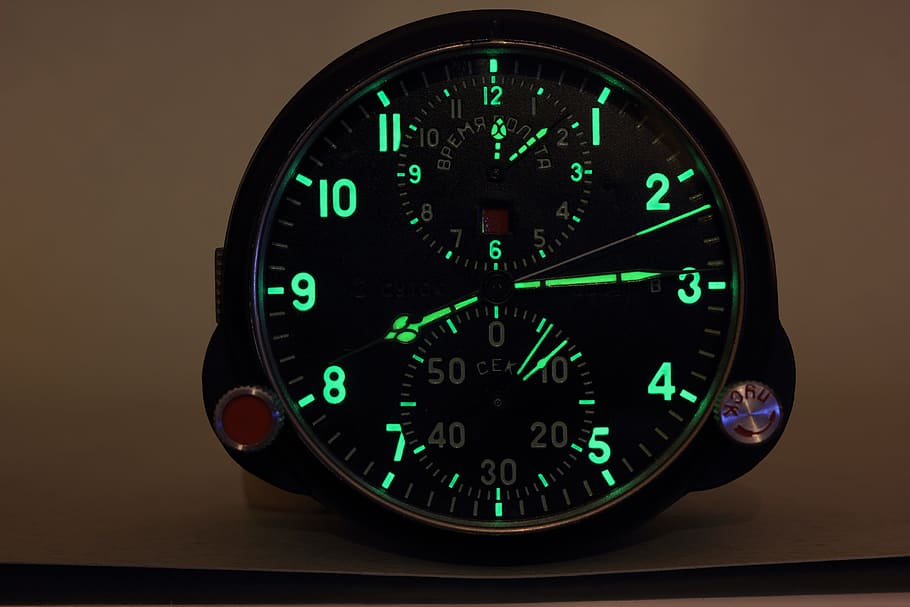 militar, avión, ruso, reloj, cronómetro, tiempo, urss, mig, sincronización, cabina
