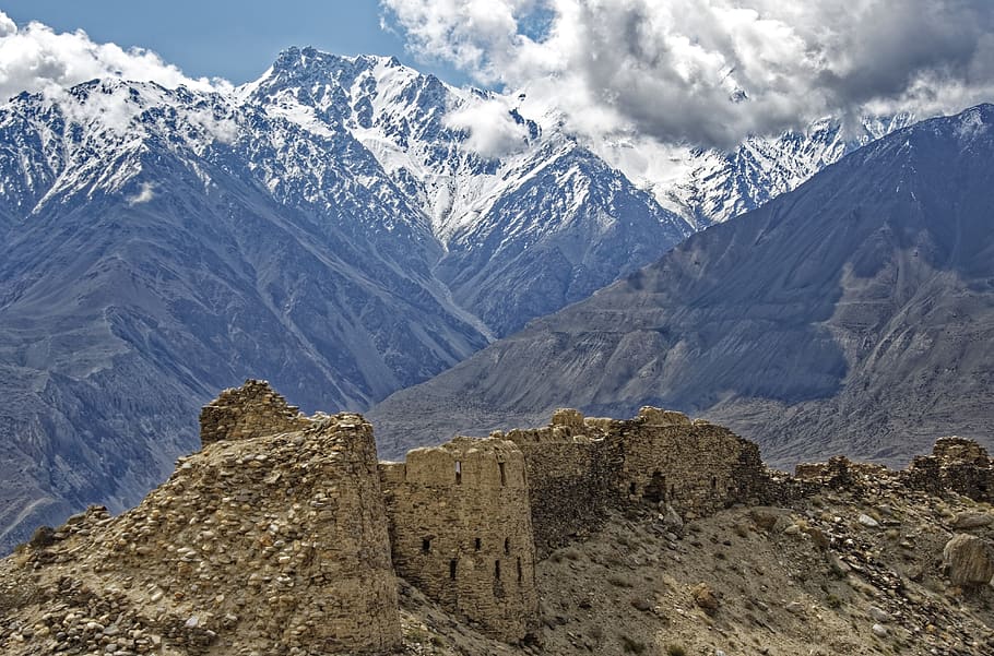 Tayikistán, fortaleza de yamchun, fortaleza, históricamente, montaña-badakhshan, pamir, hindu kush, altas montañas, valle de pandsch, paisaje