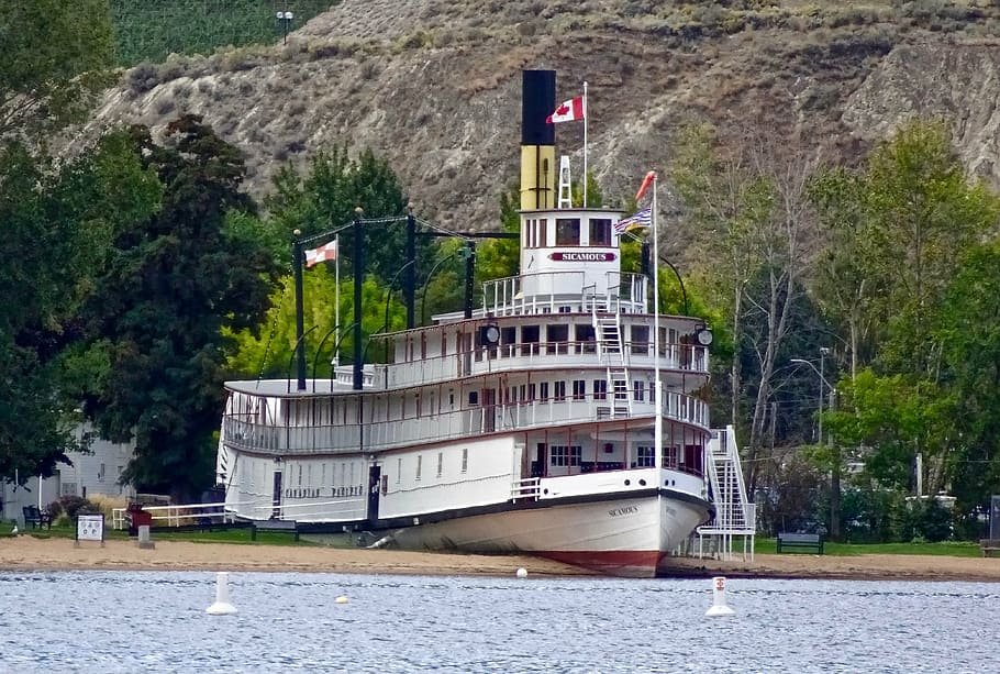 paddle boat, steamer, ss sicamous, vessel, ship, transport, steamboat, transportation, riverboat, nautical