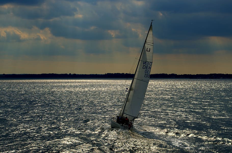 sailboat, sea, daytime, sail, sailing boat, boats, water, water sports, sunset, baltic sea