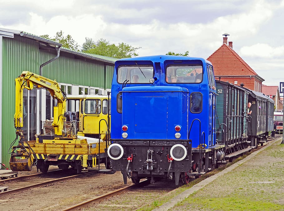 diesel locomotive, railway museum, schönberger beach, baltic sea, train, railway, transport system, motor, commuting, skl